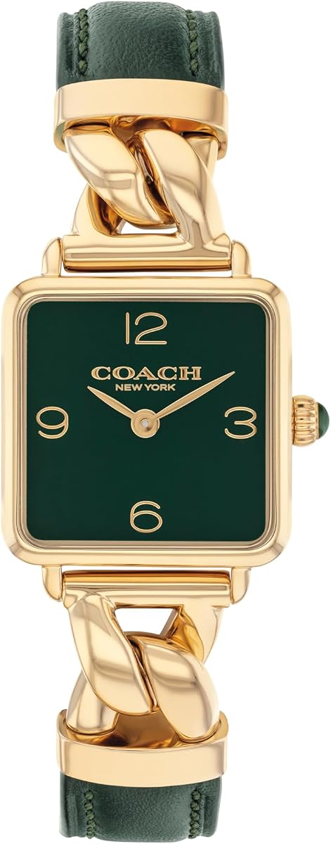 Reloj de cuarzo Cass 2H para mujer – Funda cuadrada de acero inoxidable – Correa de piel de becerro – Accesorio elegante, regalo para ella 22 m