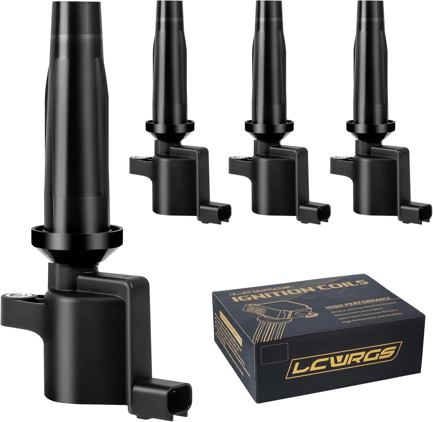 Set of 4 Ignition Coil Pack Fits for 2.0 2.3 2.5 L4 2003-2011 Ford Focus, 2005-2019 Ford Escape, 2010-2020 Ford Fusion, 2004-2005 Mazda 3 Mazda 6 Replaces# DG501 DG504 DG541 DG507 FD505
