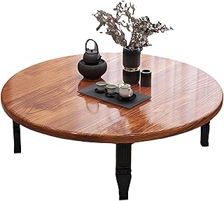 Low Folding Japanese Floor Table for Sitting On The Floor,Wooden Coffee Desk,Dining Table,Small Desk with Folding Legs for Living Room,Dining Room,Bedroom,Kitchen,Bathroom(Round,70*70*30cm)