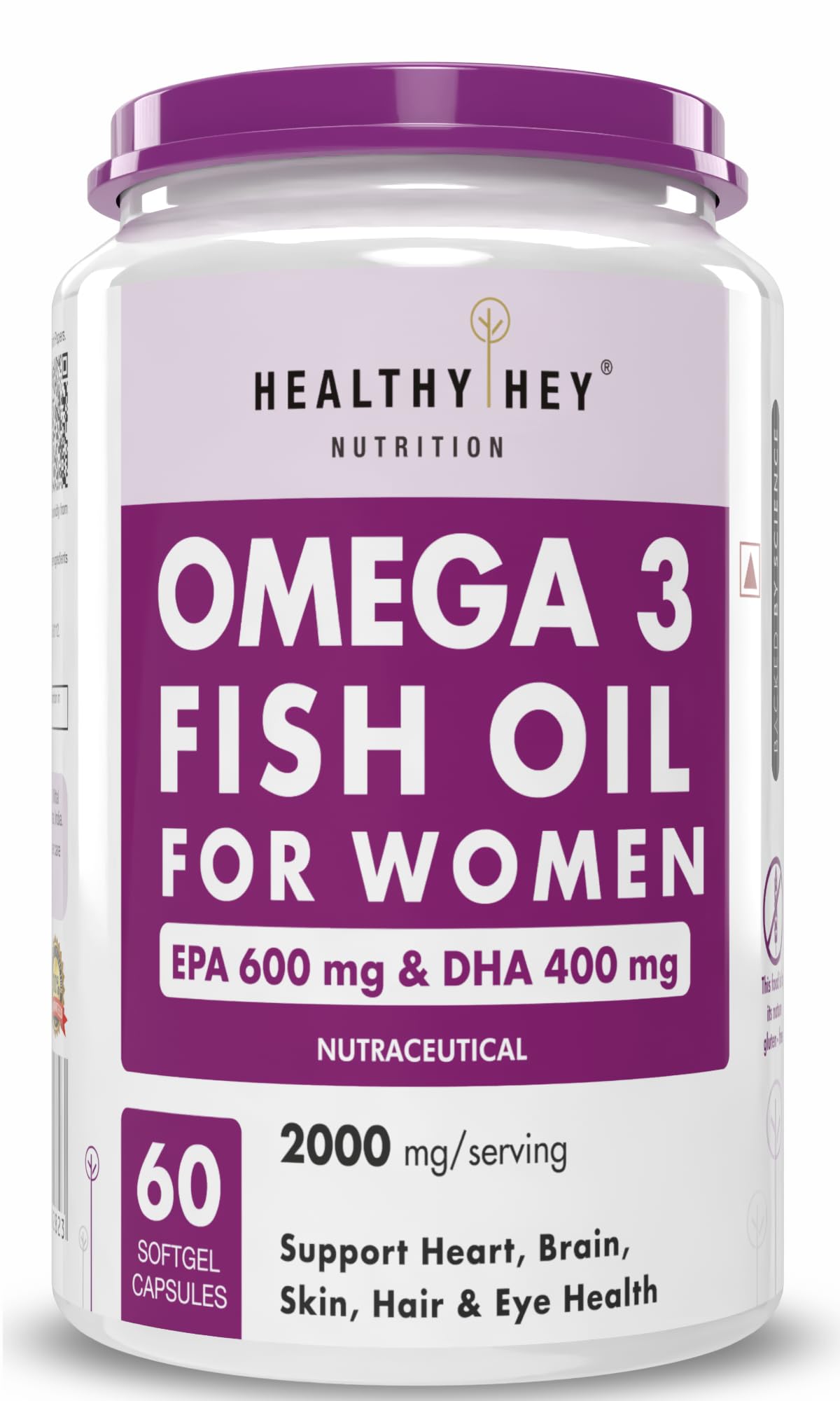HealthyHey Nutrition Omega 3 Fish Oil for Women - 2000 Mg/serving - 60 Softgel Capsules (600 EPA & 400 DHA) (B0CRVJMPCV) Amazon Price History, Amazon Price Tracker