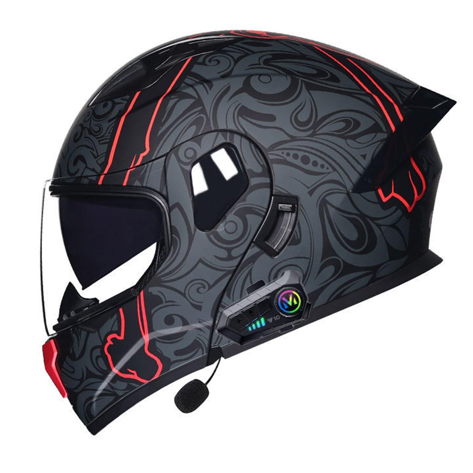 Adulto Modular Bluetooth Casco,Motocicleta Todoterreno Crash Homologado ECEDOT Bluetooth Cascos Integral Integrado Abatible Casco con Visera Doble,Unisex Moto Bluetooth Casco