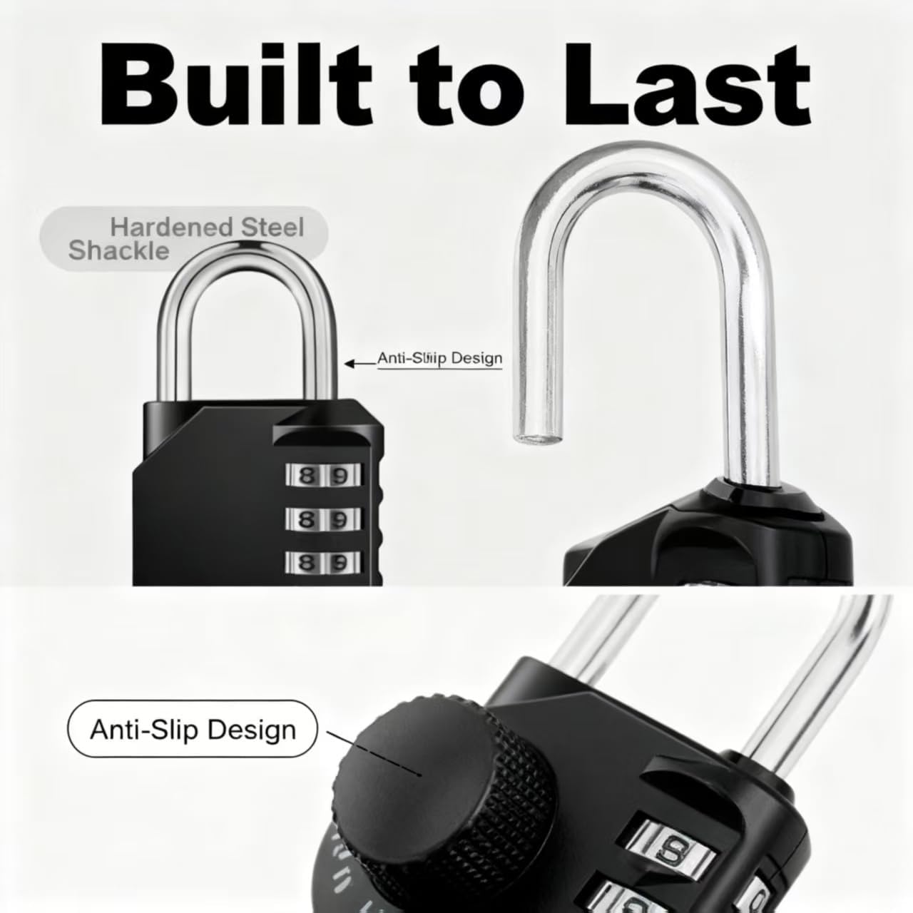 1.6 Inch Long Combination Lock, Resettable 3-Digit Security Lock for Bedroom，Daily Use