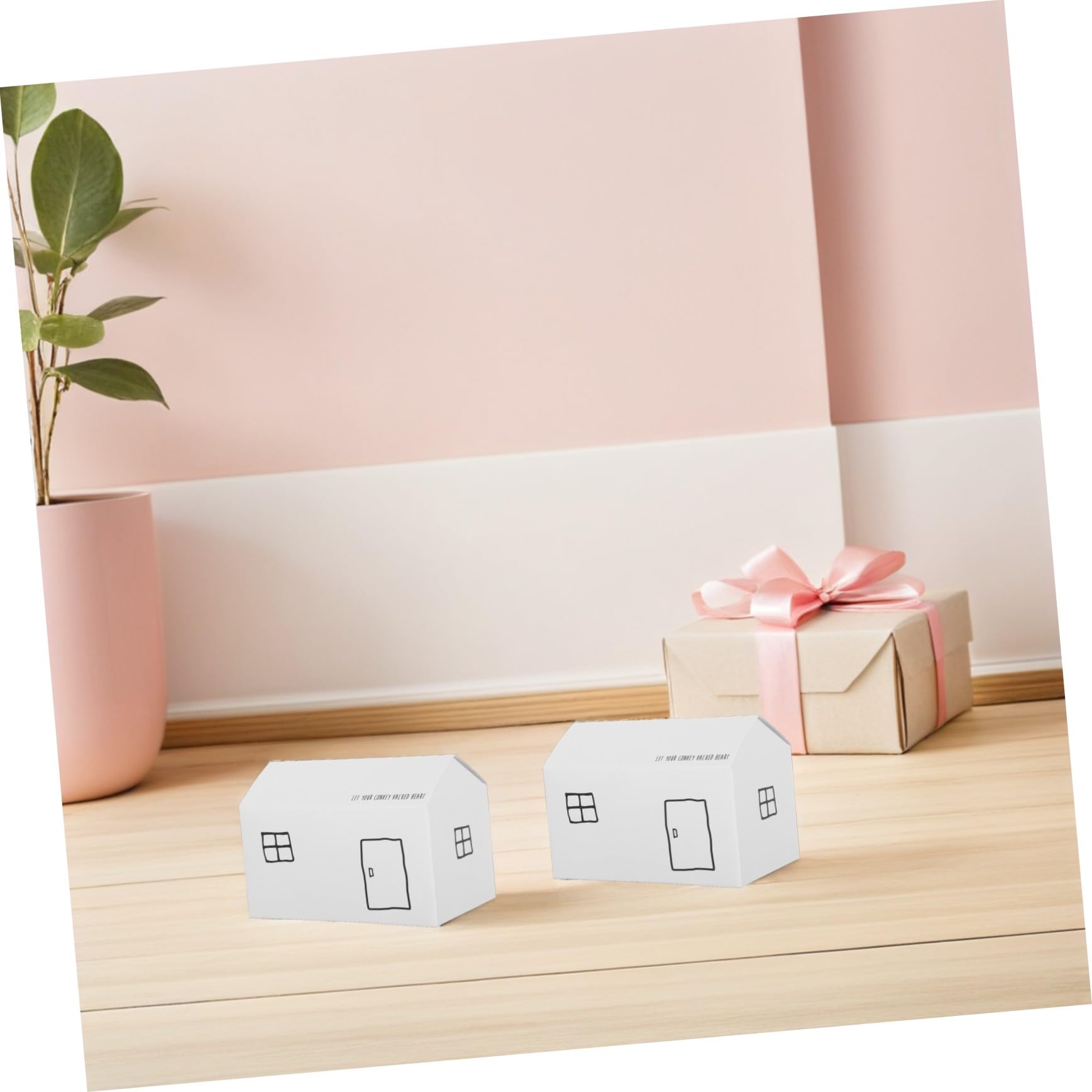 FONDOTIN Lot de 50 Boîtes Présents en Papier Blanc Forme Maison Assemblage Rapide et Design Élégant pour Fêtes et Célébrations de Printemps