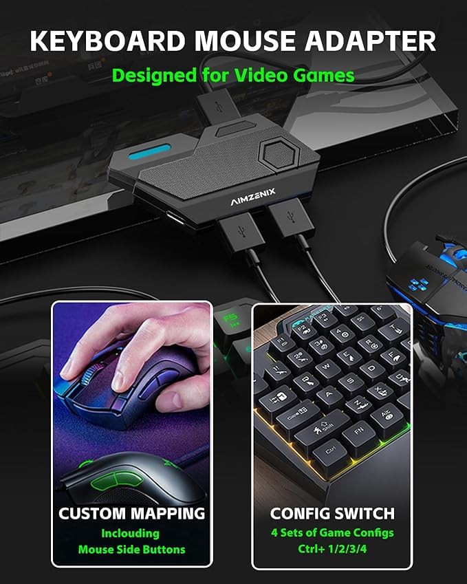 AIMZENIX Keyboard and Mouse Adapter Compatible with Nintendo