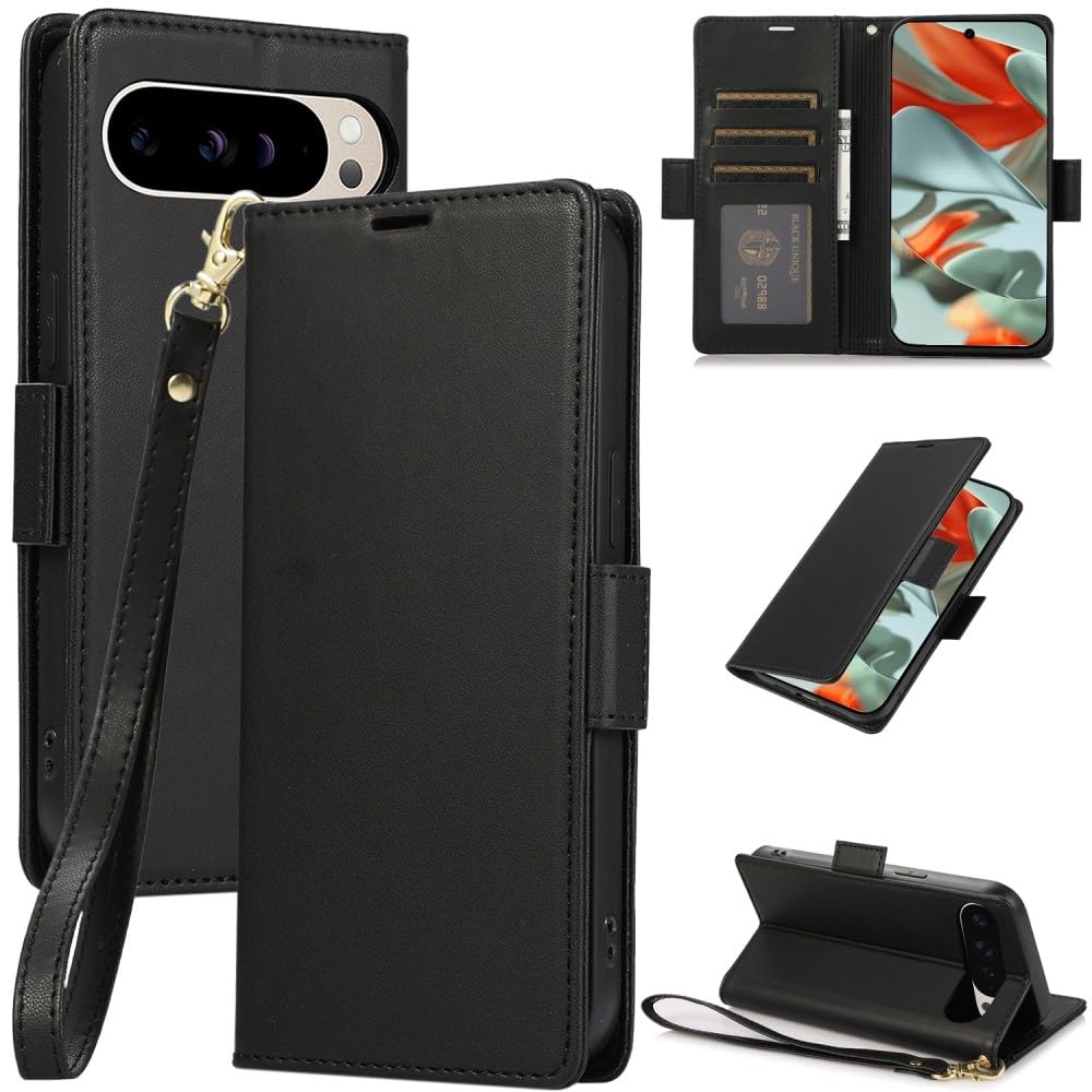 Coque Google Pixel 7 Pro noir en cuir premium étui portefeuille chic - 8