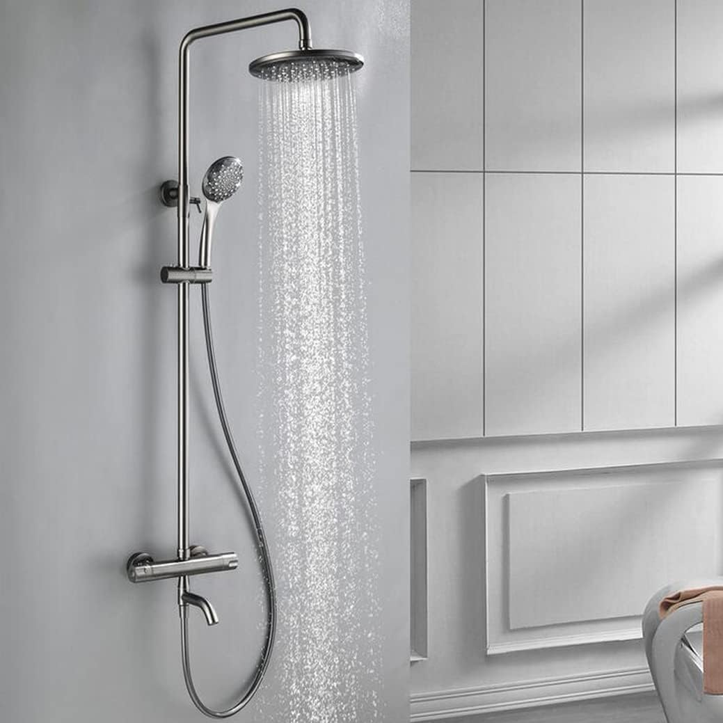 in life Shower System, Gun Gray Thermostatic Luxury Shower Taps Set