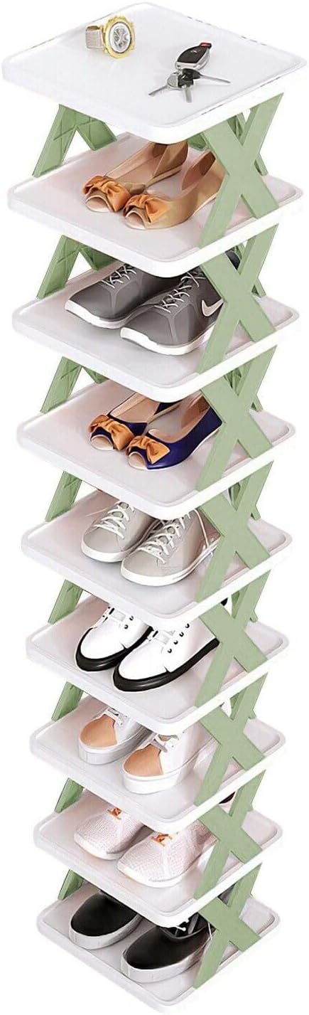 Shoe Storage Organizer Rack with Strong Bearing Capacity Space-Saving Stackable Design Freestanding Shoe Rack for Entryway Bedroom and Spaces