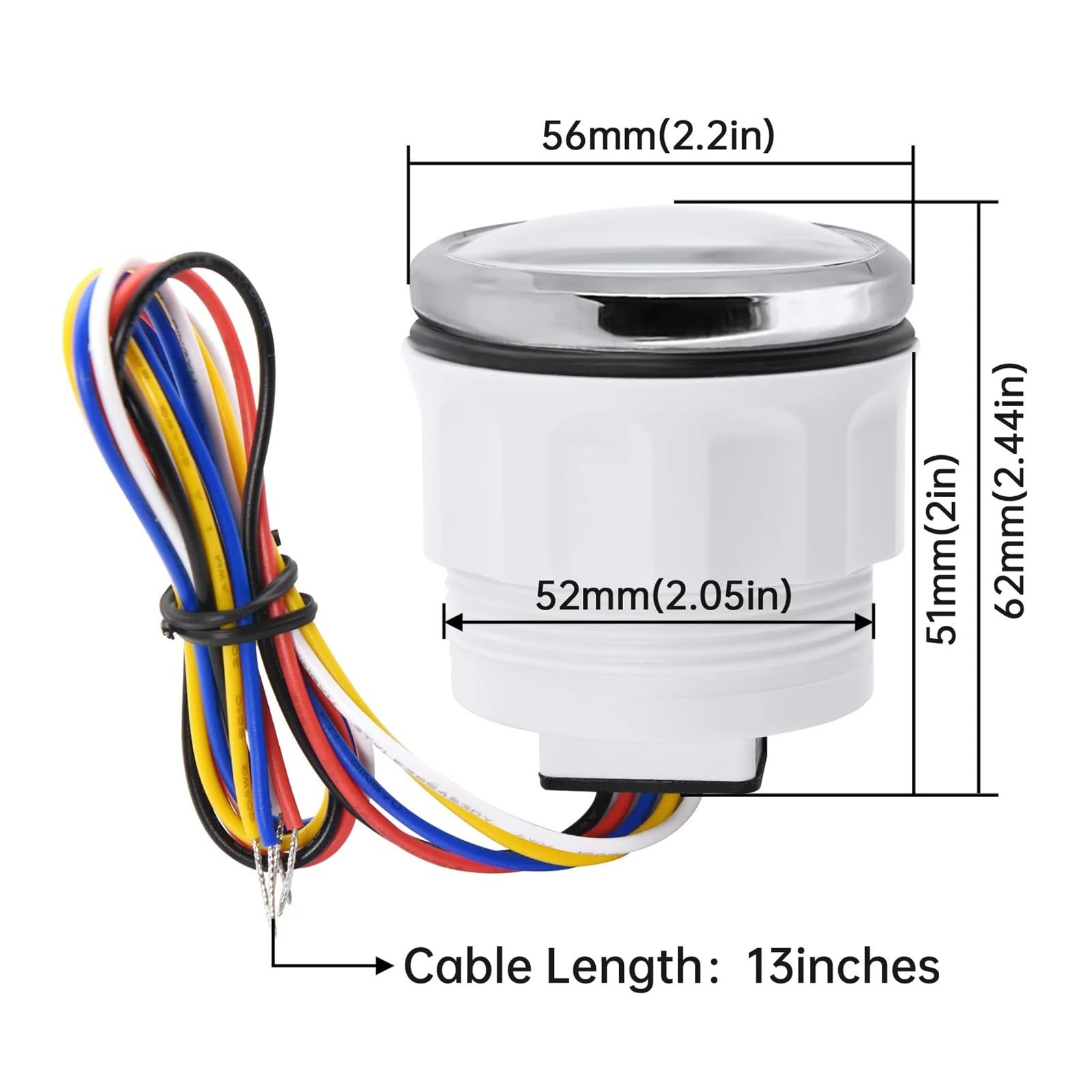 Wasserdicht IP67 52mm Wasserstandsanzeige mit Alarm Rotlicht Wasserstandssensor Wassertank Meter Anzeige Boot Auto Zuverlässiger Ersatz(0-190 ohm,150mm SensorXGauge)