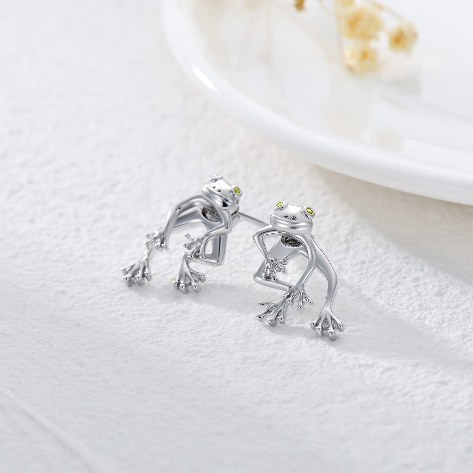 PYTALI - Pendientes de rana de plata de ley, bonitos aretes para adolescentes, niñas, joyería de regalo para mujeres