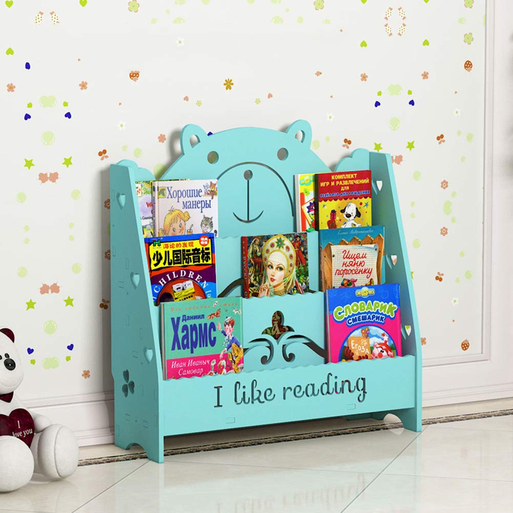 Librería para Niños con Forma De Oso, Soporte De Exhibición De Libros para Estudiantes De Jardín De Infantes, Estantería Azul Tallada L