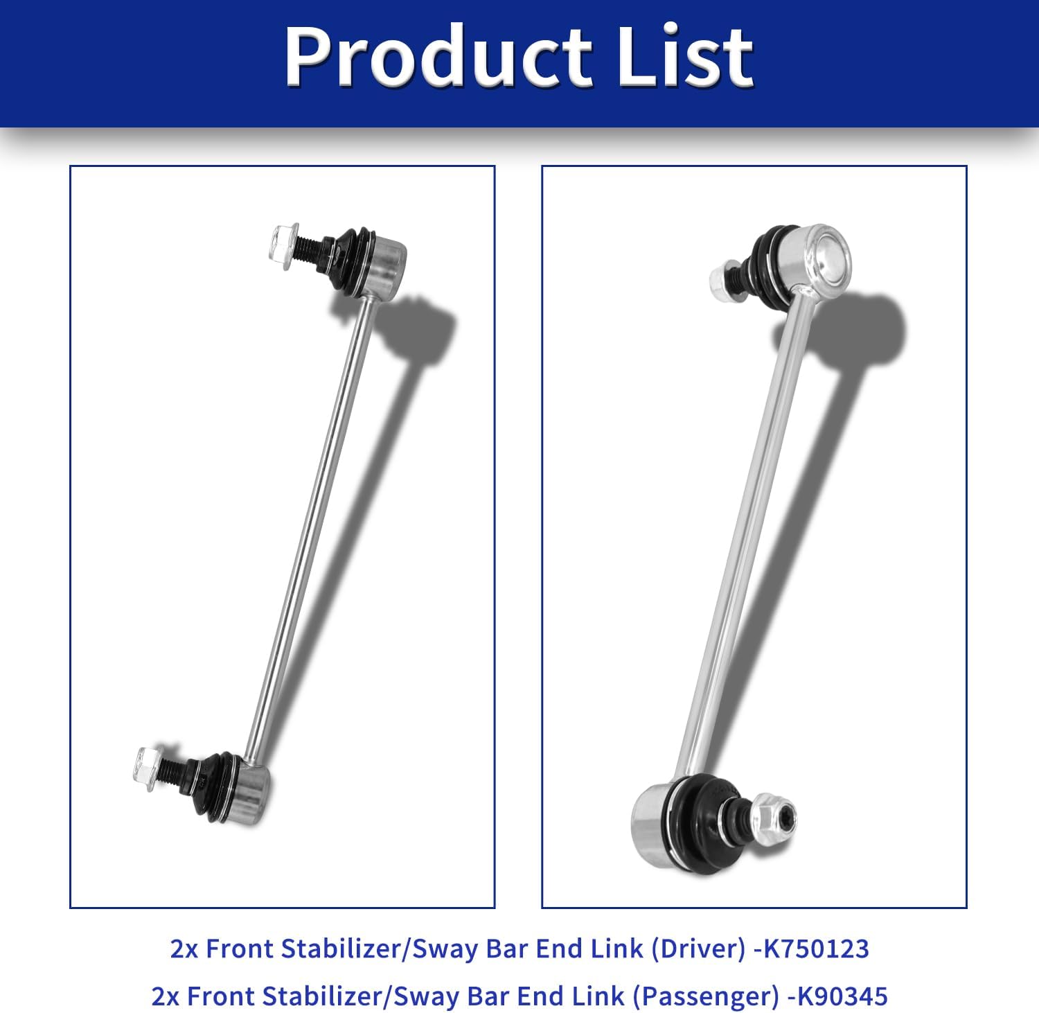 Sway Bar Links, 4 Pcs K750123 K90345 Front Rear Stabilizer Sway Bar End Link Compatible with 2012-2017 Toyota Camry 2013-2018 Avalon Lexus ES350 ES300h