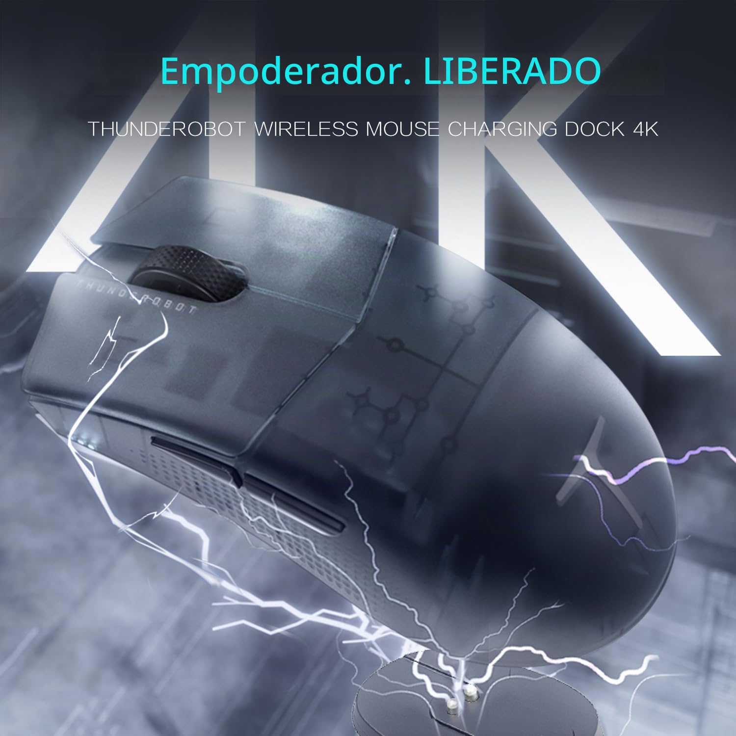 Thunderobot ML903 4K Ratón Gaming Inalámbrico con Base de Carga RGB, Sensor Óptico de 26,000 dpi, Batería de Larga Duración, Mouse Gaming Inalámbrico para PC, Mac