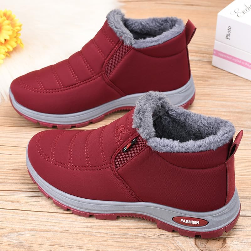 Winter Boots for Women Men,Women's Snow Boots,Waterproof Non Slip Fur Lined Mid Calf Sneakers Fleece Lining Lightweight Ankle Booties Soft Warm Short Boot Outdoor Comfortable Walking Fashion Shoes3