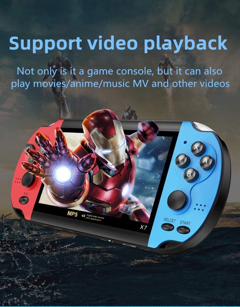 CHROX Console per Videogiochi A Doppio Joystick da 4,3 Pollici -in 3000 Giochi Supportano 10 Tipi di Simulatori Gioco Video Musica AV out Litio Ricaricabile, Regalo di Natale per Bambini