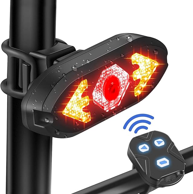 Bike Tail Light Remote Control Turn Signal led, USB Rechargeable Rear Light Cycling Safety Warning Bike Lights For All Mountain Road Bicycle Indicators