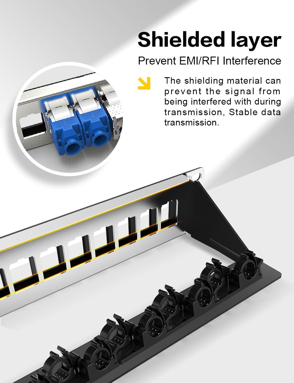 24-Port Blank Keystone Patch Panel for Rackmount Shielded 1U 19inch Network Patch Panel with Cable Support Bar&Enmane Cat6 Keystone Jack RJ45 Keystone Jack Tool-Less with Adjustable Ratchet Loc
