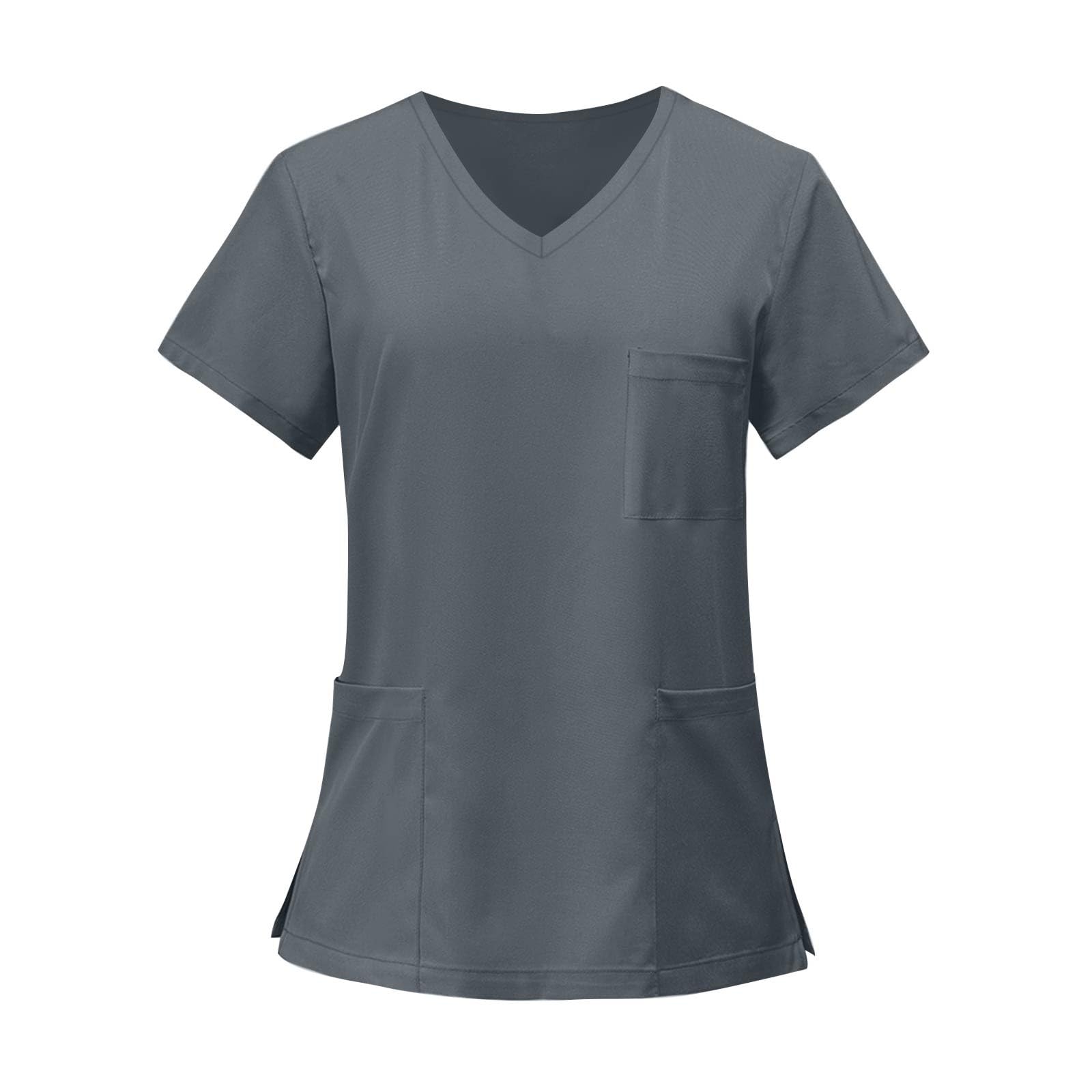 FONMA Scrub Tops for Women V Neck Stretch Shirts with Pockets Nurse Uniform