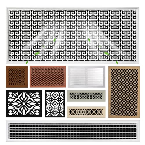 Custom Size and Patterns Aluminum Alloy Cold Air Return Vent Cover Decorative Metal Vent Cover for Wall Ceiling HVAC Register Vent Cover 7 Colors with Filte Easy Installation