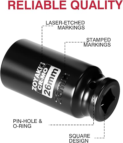 Miniatura 207 de Enchufe de impacto de 6 PT de 1/2" x 0.827 in de profundidad, CR-MO, 1/2 pulgada de accionamiento de 6 puntos para una fácil extracción