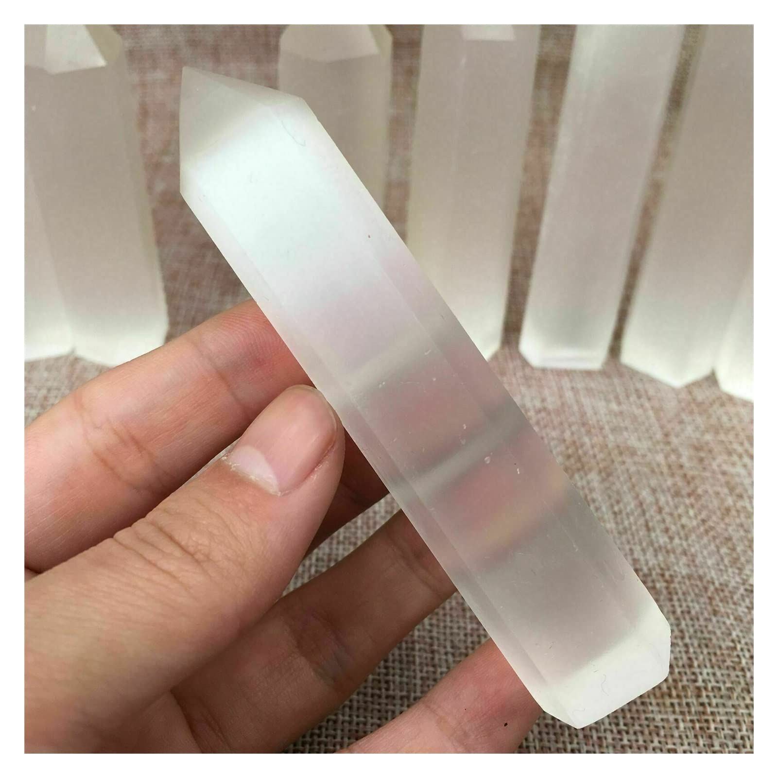 KESHUI Natural Crystal Mineral Selenite Satin Spar Gypsum Wand Sticks Tower ornaments