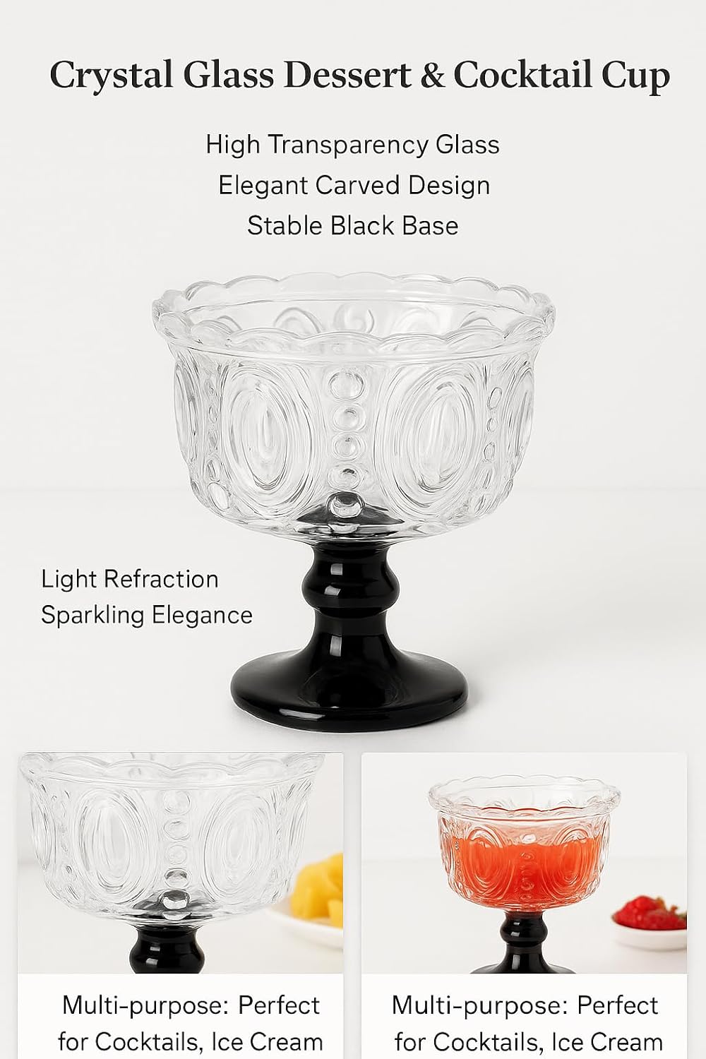 Valentines Mojito Glass, 7oz Vintage Cocktail & Dessert Cups, Retro Holiday Drinkware Set for Winter Style & Home Decor (6)