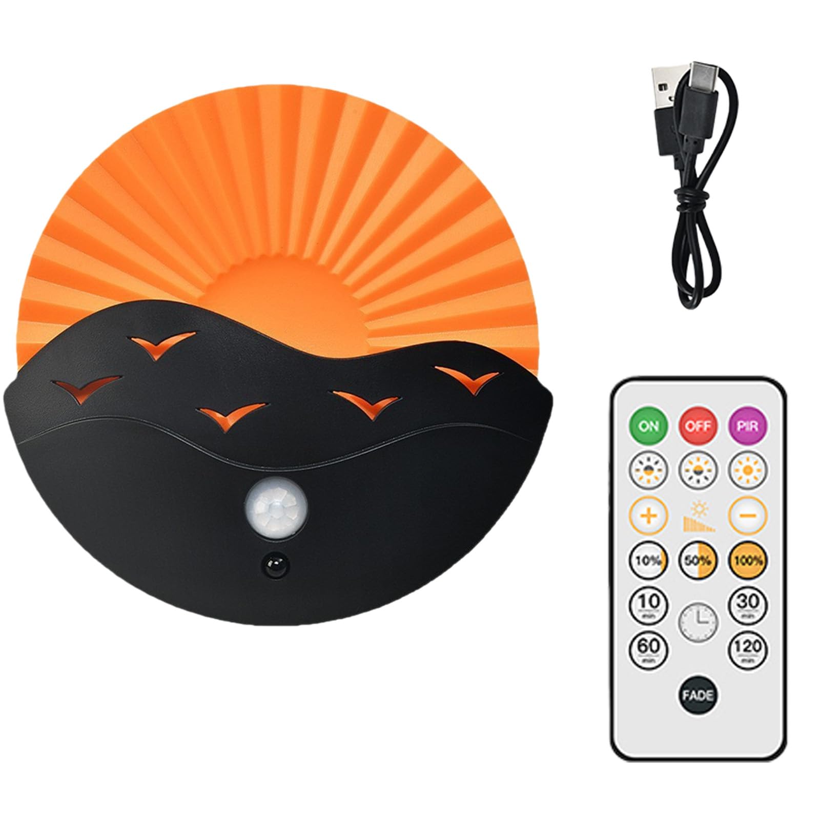 CAZSTYK Human Sensors Wall Light Sunrises Effect Atmospheres Light Rechargeable Cordless Wall Lights Night Lamp with Motion Sensors
