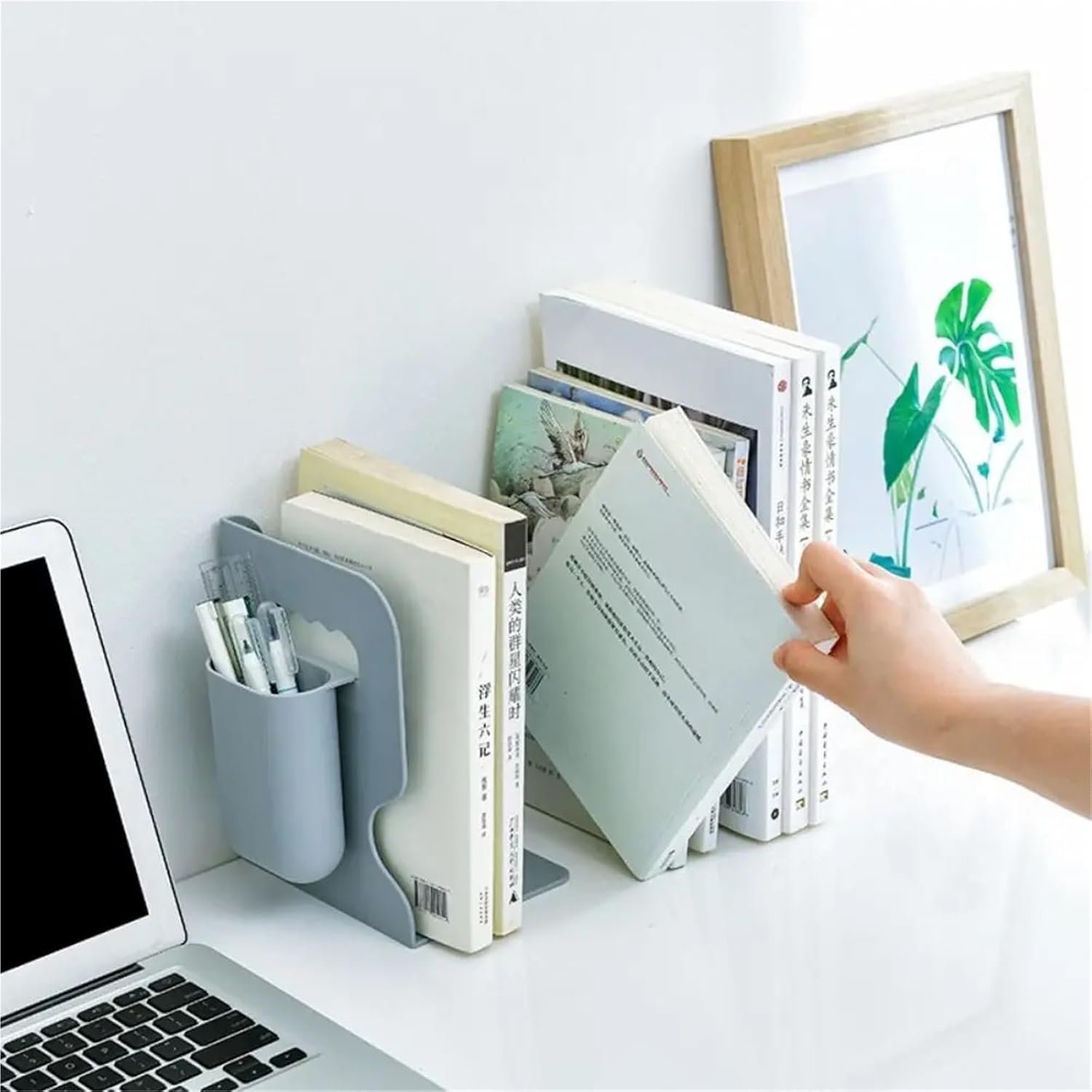 with Pen Holder Desktop Book Stand Easy to Install Retractable Foldable Storage Rack Adjustable Student Book Rack Study Room(Style 3)