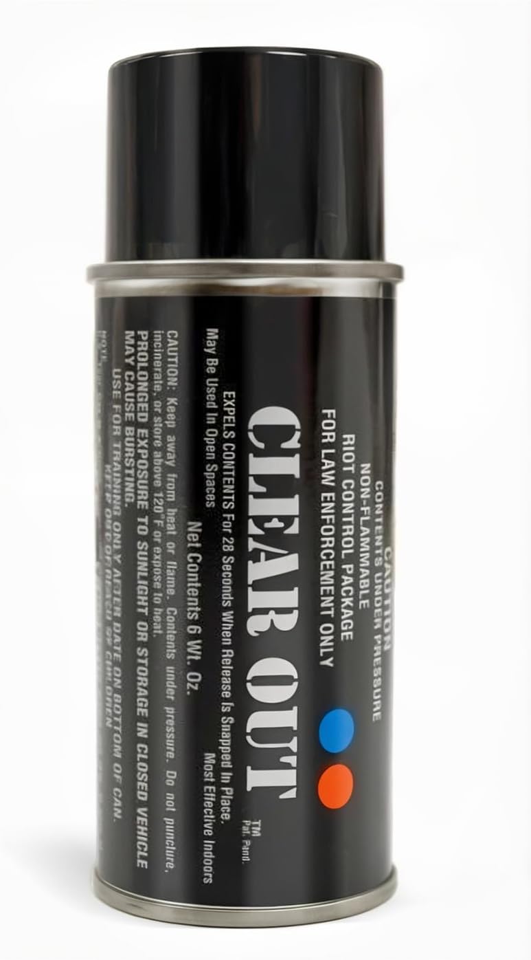 Clear Out 6 oz OC/CS Gas Tear Gas Self Defense Spray - 15ft Range