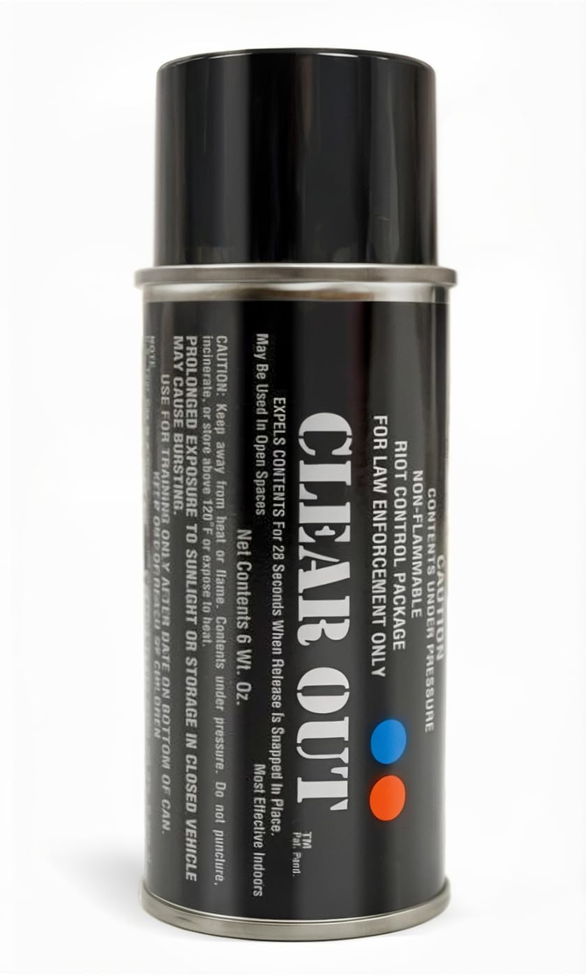 Clear Out 6 oz OC/CS Gas Tear Gas Self Defense Spray - 15ft Range