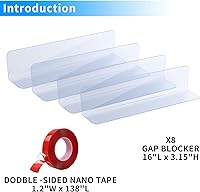 Vista 3 de WHALE STORE Paquete de 8 bloqueadores de sofá acrílicos, bloqueador transparente debajo de la cama de 15.74 pulgadas de largo x 3.14 pulgadas