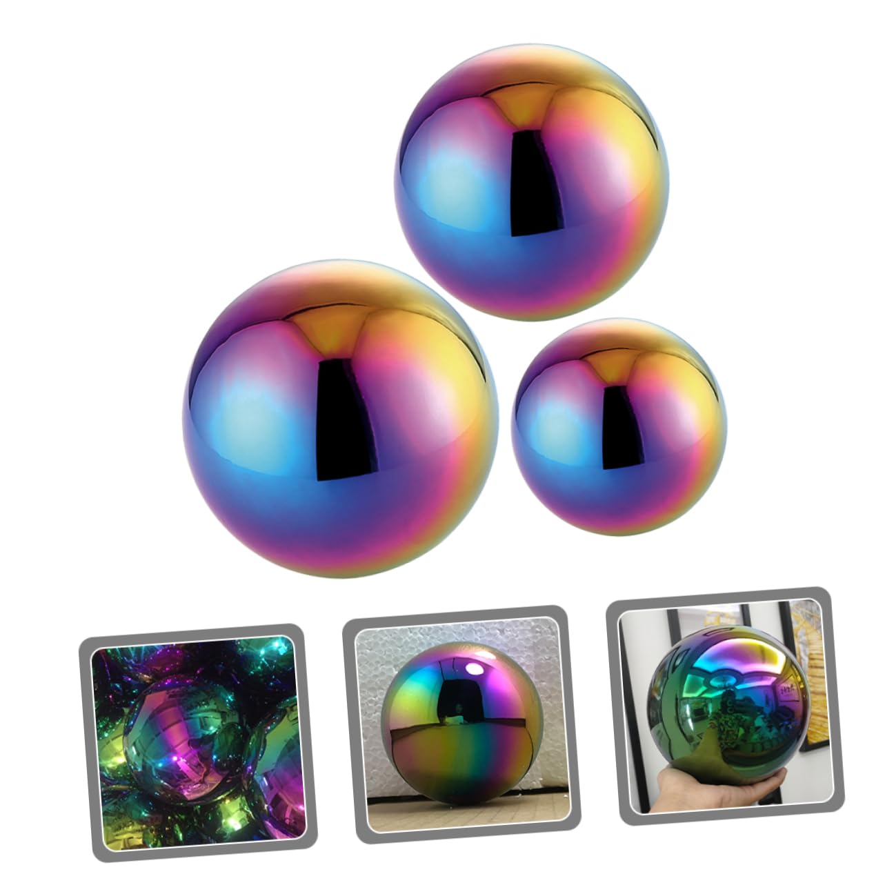 INOOMP 3pezzi Sfera Luminosa in Acciaio Inossidabile Decorazione Da Giardino Ornamento Riflettente Per Esterni Sfera Da Giardino Lucidata Aggiunge Tocco Moderno Casa e