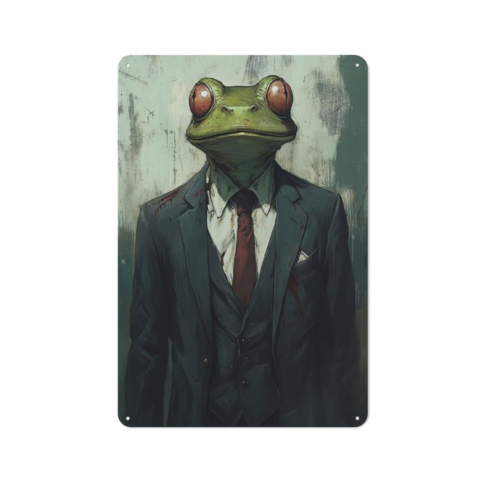 Junmoney Frog In Suit Retro Metal Plaque 30X20cm For Garage Or Workshop, Housewarming Wall Decor For People Furnishing Garage And Workshop