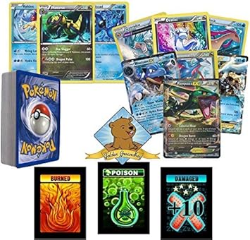 Amazon Co Jp すべてドラゴンタイプとみずタイプのポケモンです 40種類のポケモンカード詰め合わせパックロット 2枚のポケモンカードexカード レア エネルギー ホイルカードがランダムで付属します Golden Groundhogのカスタムトークンカウンターが3枚付属します