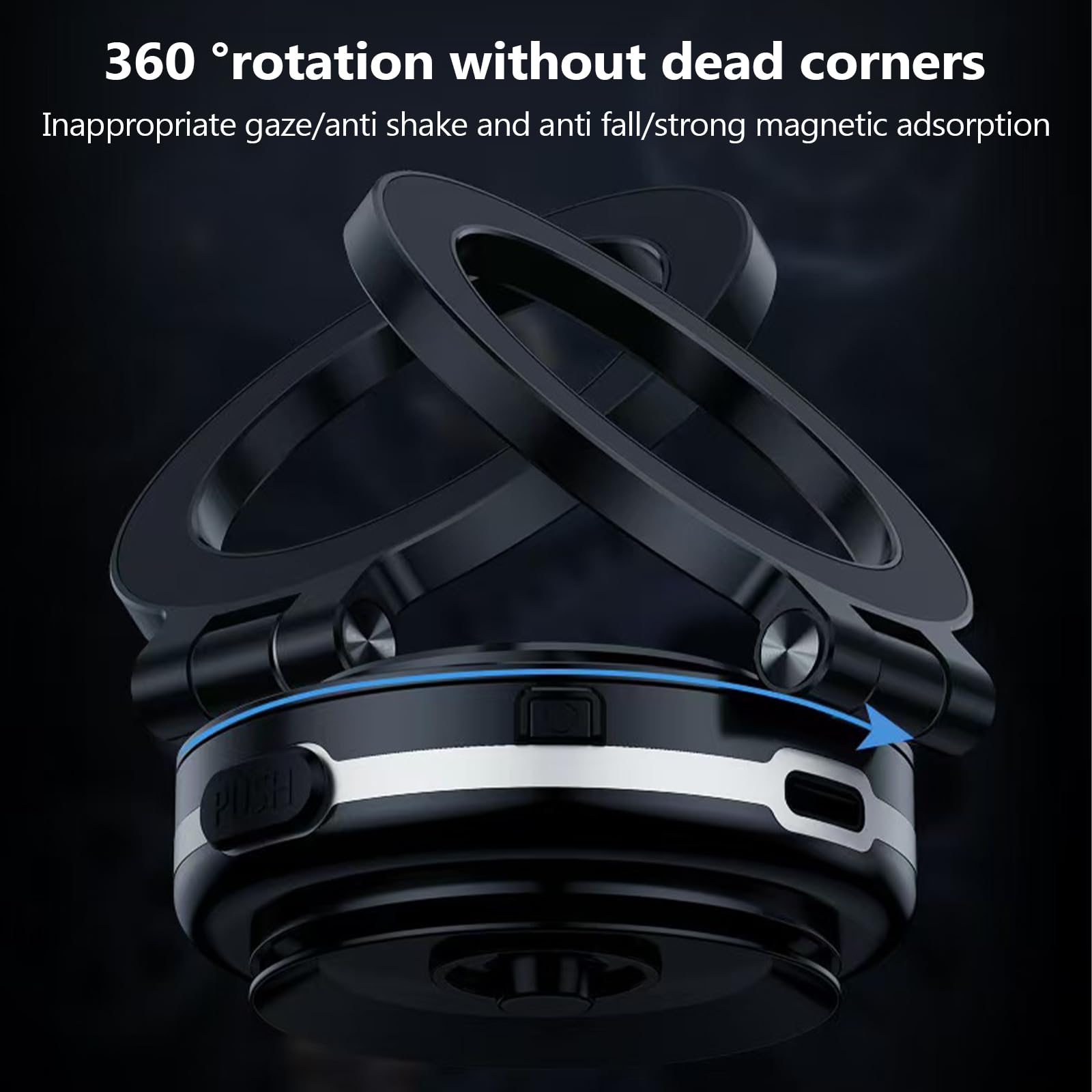 Maggrip Pro 360 2.0, soporte magnético giratorio de 360° para teléfono móvil, potente soporte magnético para teléfono móvil (negro)