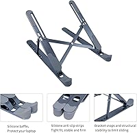 Vista 6 de Soporte ajustable de aluminio portátil para laptop, soporte plegable para computadora, elevador de computadora compatible con computadoras