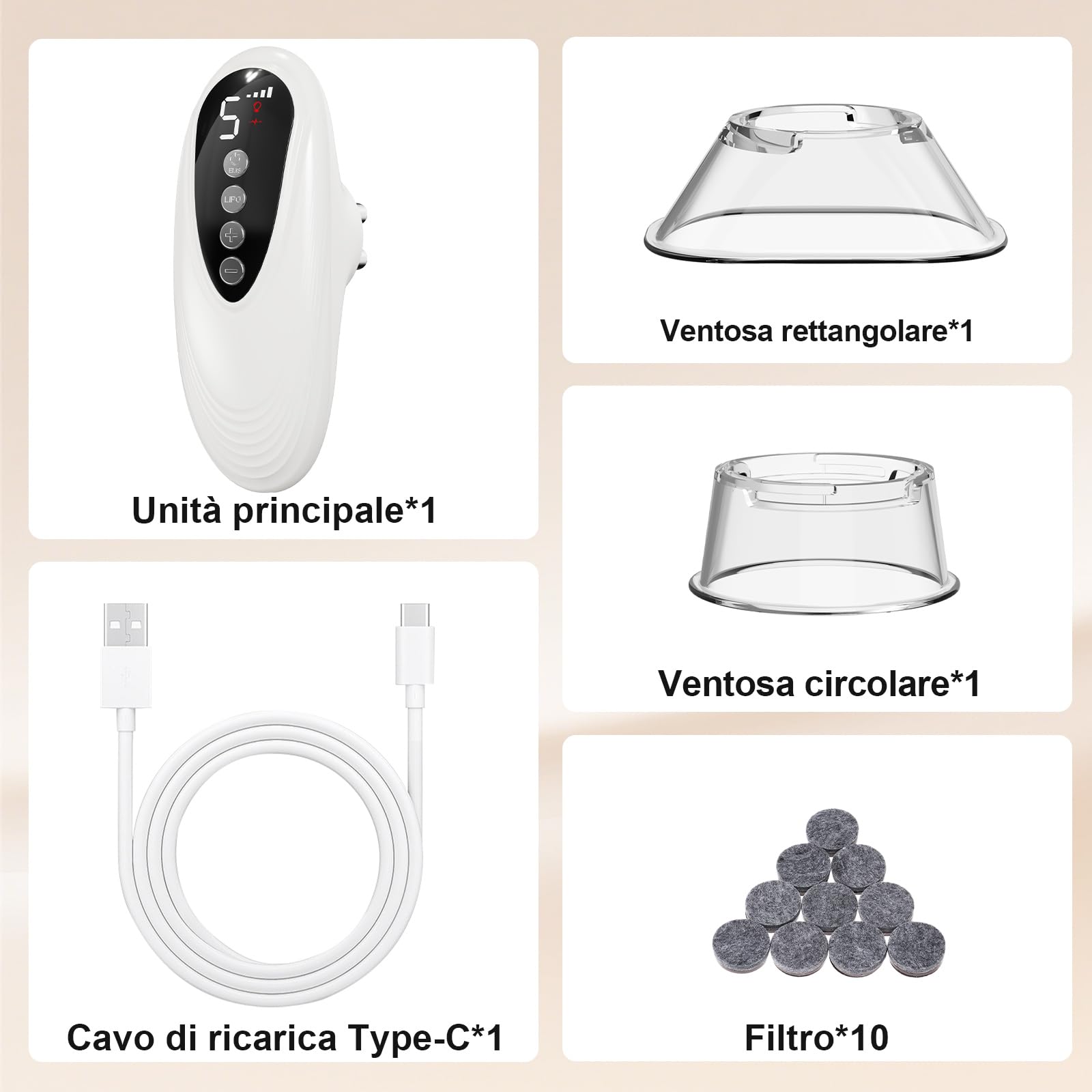 3in1 Massaggiatore a Coppettazione Elettrica, Anticellulite Massaggiatore dotato di terapia con luce rossa EMS, 5 Livelli di Intensità Regolabili, Rassoda Tessutii, Drenaggio Linfatico