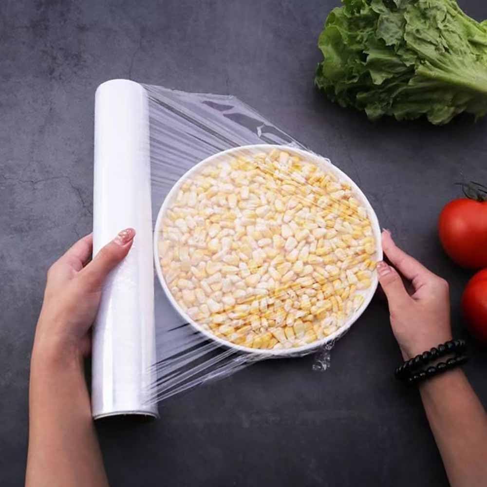 Kitchen Plastic Wrap, Fresh Keeping Bag Cling Wrap Plastic Food Wrap with Slide Cutter Plastic Wrap Stretch Plastic Wrap Bowl Covers, Cling Film (Clear,12X12 inch 1600 Pieces)