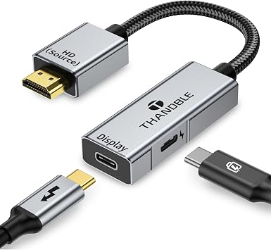 HDMI to USB C Adapter 4K60Hz, Unidirectional HDMI Male Source to USB C Female Display for Portable Monitor, AR Glasses XREAL One/Air 2 Pro/VITURE Pro/Rokid, PS4/5, Xbox, Switch, ROG Ally