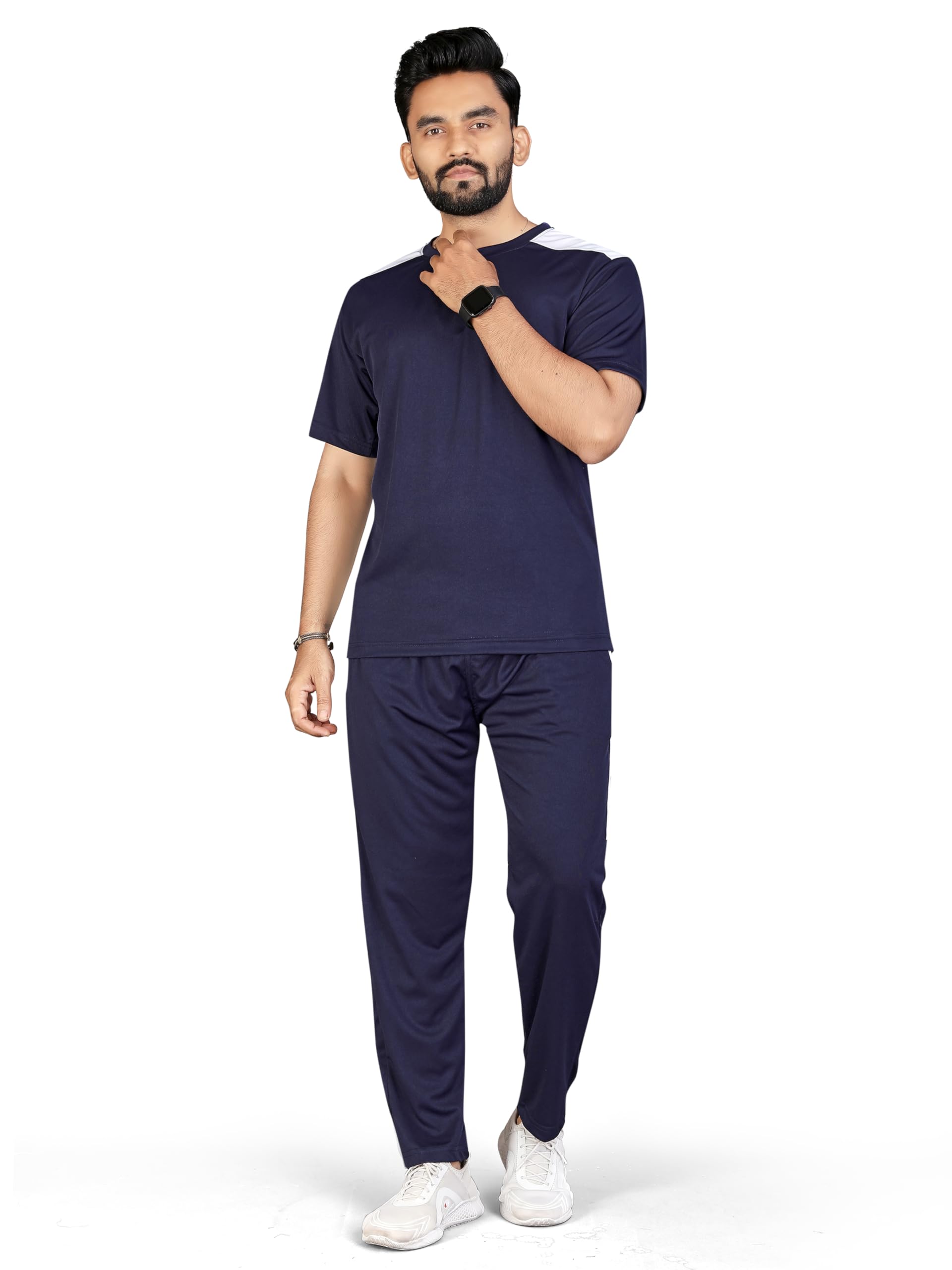 Cotton Blend Night Suit/Summer Suit for Men, Regular Fit Half Sleeves T-Shirt & Lower Set | Soft Cord-Set Track Suit for Boys | Ideal for Casual Outings, Gym, Workout, Sports-picture-33