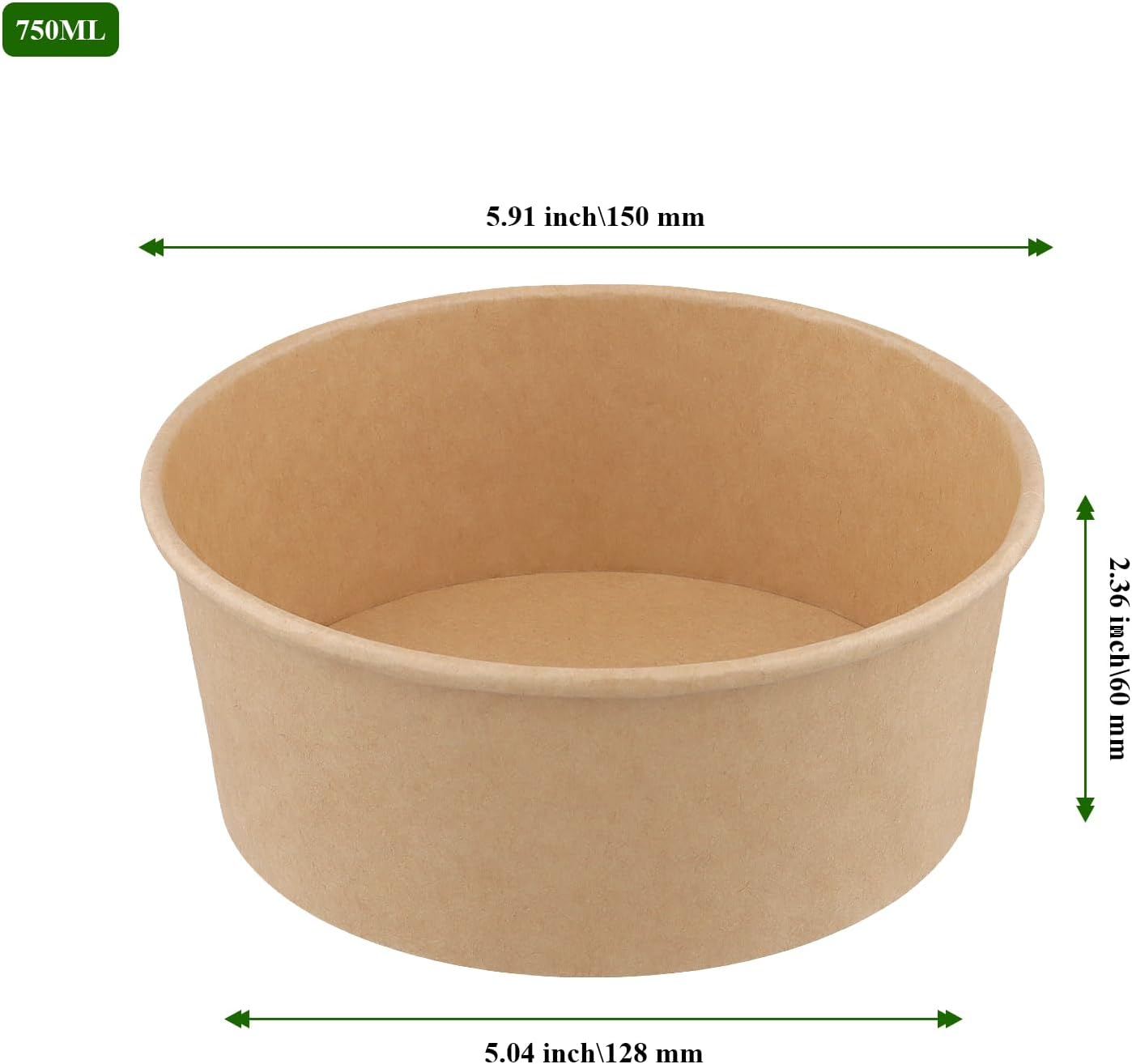 90 Pack 25oz Kraft Paper Bowls, Heavy Duty Disposable Leakproof Soup Salad Containers for Hot Cold Food, Meal Prep Takeout, Microwave, Freezer Safe