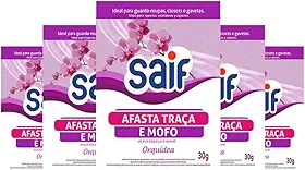 Afasta Traça e Mofo Orquídea Saif 30g - Antimofo Antitraça para Guarda-Roupas Closets e Armários Perfumado - Kit com 5 Unidades