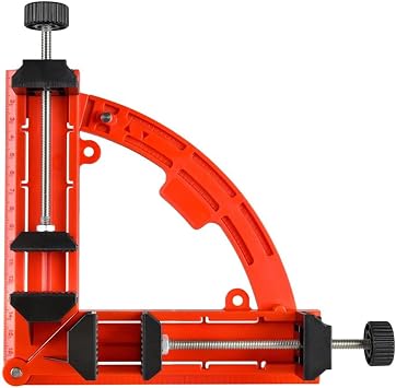 90 Degree Corner Clamp, Upgraded Thickened Woodworking Clamps for Picture Framing, Cabinets & Shelving, Adjustable Swing Jaw Right Angle Clamping Tool for Single-Handed DIY Carpentry Red