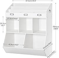 Vista 3 de HOOBRO Estantería para niños, organizador de juguetes y almacenamiento, estantería para niños, 5 compartimentos y 3 estantes de 3 capas, cabecera