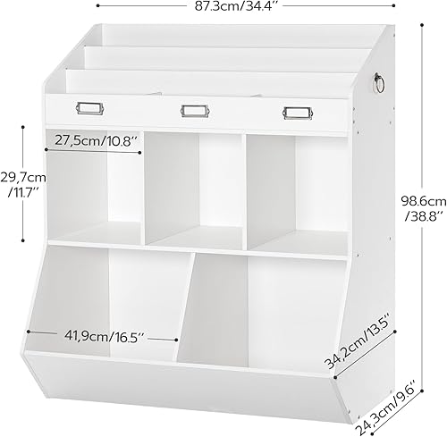 Miniatura 3 de HOOBRO Estantería para niños, organizador de juguetes y almacenamiento, estantería para niños, 5 compartimentos y 3 estantes de 3 capas, cabecera