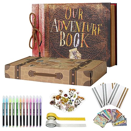 Vienrose Our Adventure Book Scrapbooks Album Up Movie Scrap Photo Books Embossed Words with Luxury DIY Kit for Couples＆Men Boyfriend