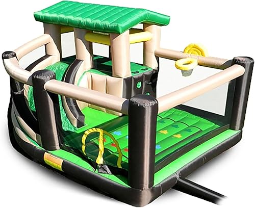 Island Hopper Fort All Sport - Casa recreativa para niños con zona de fuerte, pared de escalada, baloncesto, tiro de fútbol, tobogán curvado, giro y