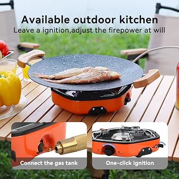 Portable Camping Stove with 8500 BTU Adjustable Burners Piezo Ignition Single Bunner Propane Gas Stove for Camping BBQ Outdoor (Yellow)
