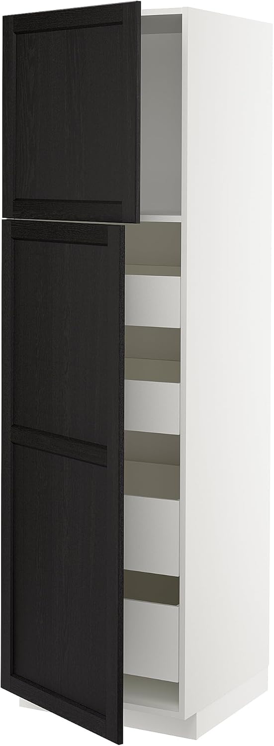 METOD/MAXIMERA High Cab with 2-Door/4-Drawer, White/Relitan Black Stain, 24-by-24-by-78-inch