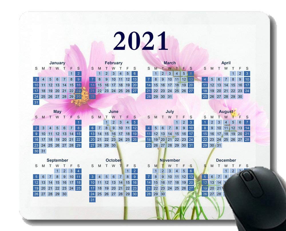 2021 Calendar Mouse Pad,Sky Blue White Clouds Infinity Optimistic Cloud Soft Mouse Pads
