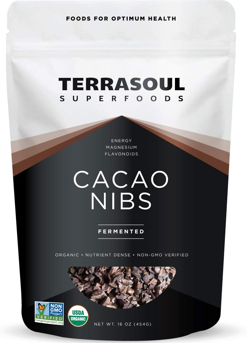 Terrasoul Superfoods Raw Organic Cacao Nibs, 16 Oz, Superfood Crunch for Smoothie Bowls, Nut Butter Spreads, Oatmeal and DIY Chocolate Creations